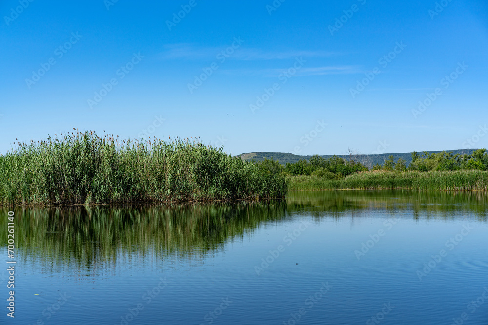 Obraz premium The Great Russian Volga River and its banks.
