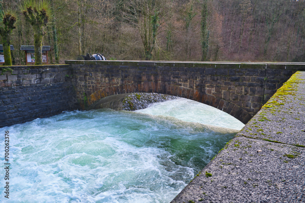 Water flowing out behind the Agger dam wall
​