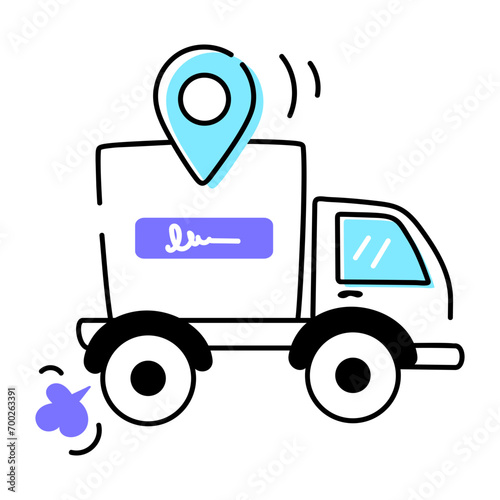 Editable doodle icon of delivery tracking 