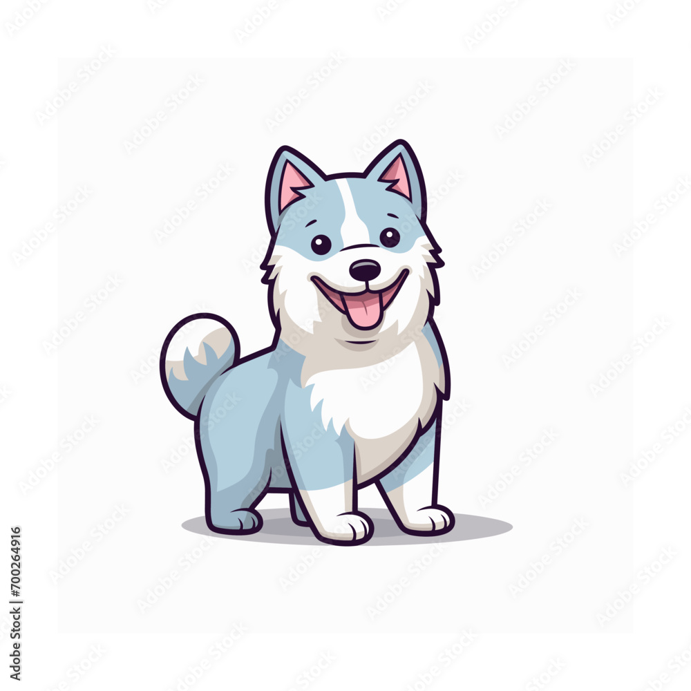 Cute siberian husky dog smiling. Vector illustration