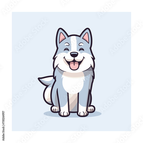 Cute siberian husky dog smiling. Vector illustration