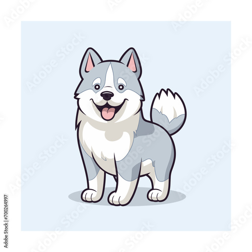 Cute siberian husky dog smiling. Vector illustration