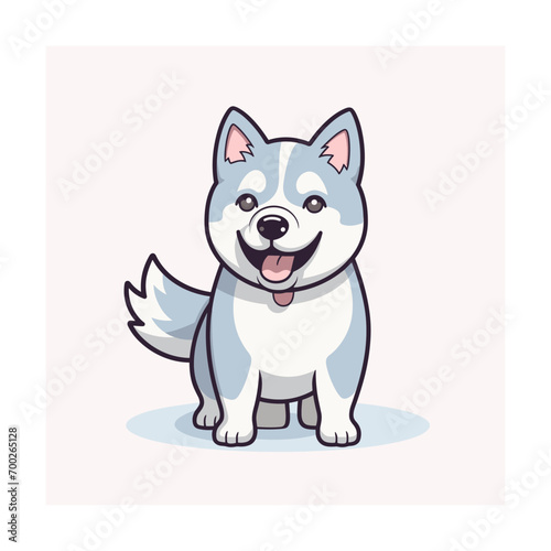 Cute siberian husky dog smiling. Vector illustration