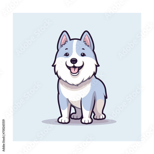 Cute siberian husky dog smiling. Vector illustration