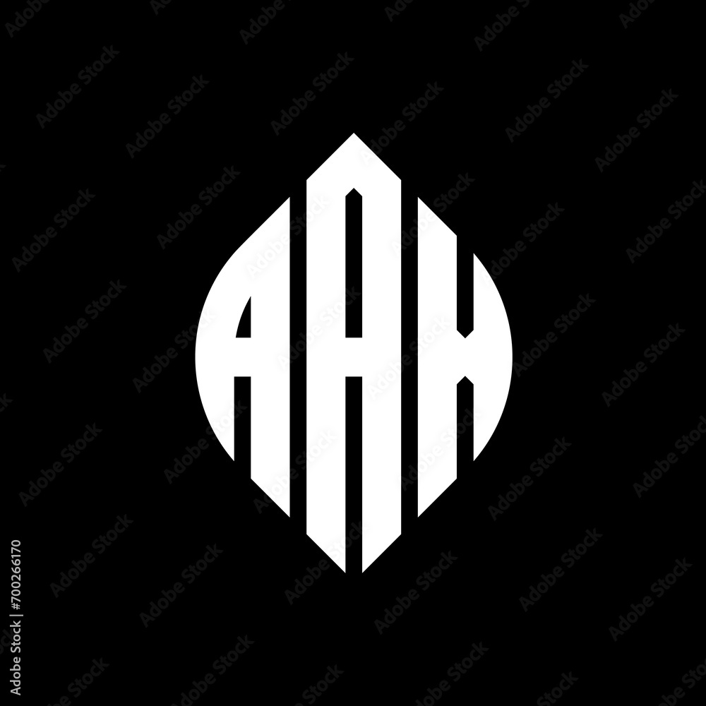 AAX circle letter logo design with circle and ellipse shape. AAX ellipse letters with typographic style. The three initials form a circle logo. AAX Circle Emblem Abstract Monogram Letter Mark Vector.