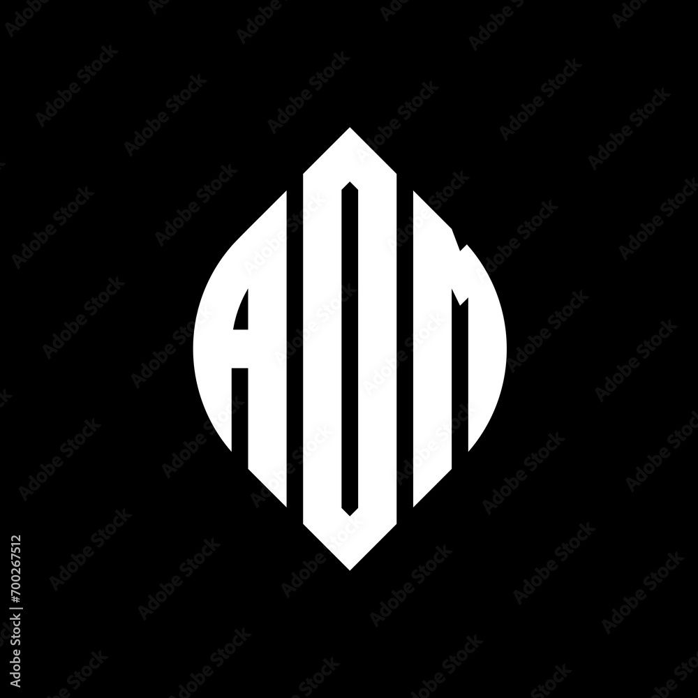 AOM circle letter logo design with circle and ellipse shape. AOM ellipse letters with typographic style. The three initials form a circle logo. AOM Circle Emblem Abstract Monogram Letter Mark Vector.