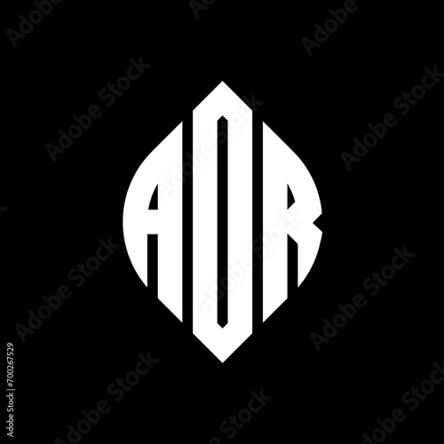 AOR circle letter logo design with circle and ellipse shape. AOR ellipse letters with typographic style. The three initials form a circle logo. AOR Circle Emblem Abstract Monogram Letter Mark Vector.