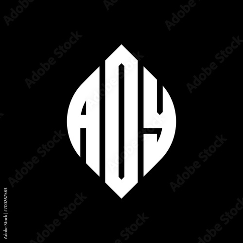 AOY circle letter logo design with circle and ellipse shape. AOY ellipse letters with typographic style. The three initials form a circle logo. AOY Circle Emblem Abstract Monogram Letter Mark Vector. photo