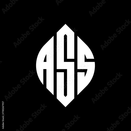 ASS circle letter logo design with circle and ellipse shape. ASS ellipse letters with typographic style. The three initials form a circle logo. ASS Circle Emblem Abstract Monogram Letter Mark Vector.