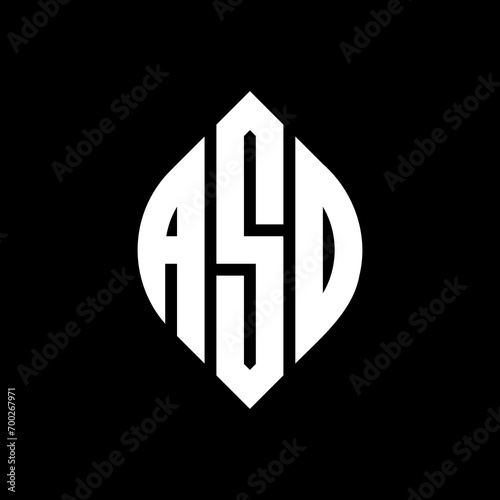 ASO circle letter logo design with circle and ellipse shape. ASO ellipse letters with typographic style. The three initials form a circle logo. ASO Circle Emblem Abstract Monogram Letter Mark Vector.