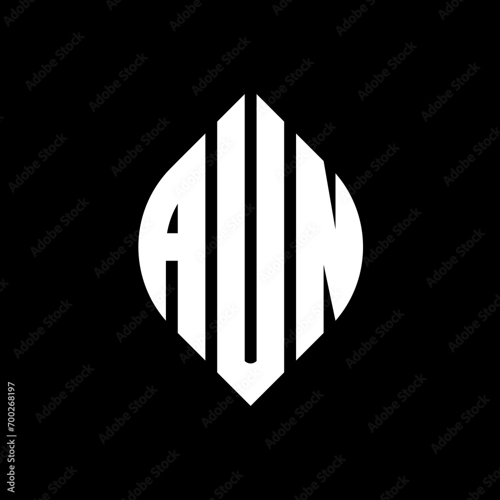 AUN circle letter logo design with circle and ellipse shape. AUN ellipse letters with typographic style. The three initials form a circle logo. AUN Circle Emblem Abstract Monogram Letter Mark Vector. AUN circle letter logo design with circle and ellipse shape. AUN ellipse letters with typographic style. The three initials form a circle logo. AUN Circle Emblem Abstract Monogram Letter Mark Vector.