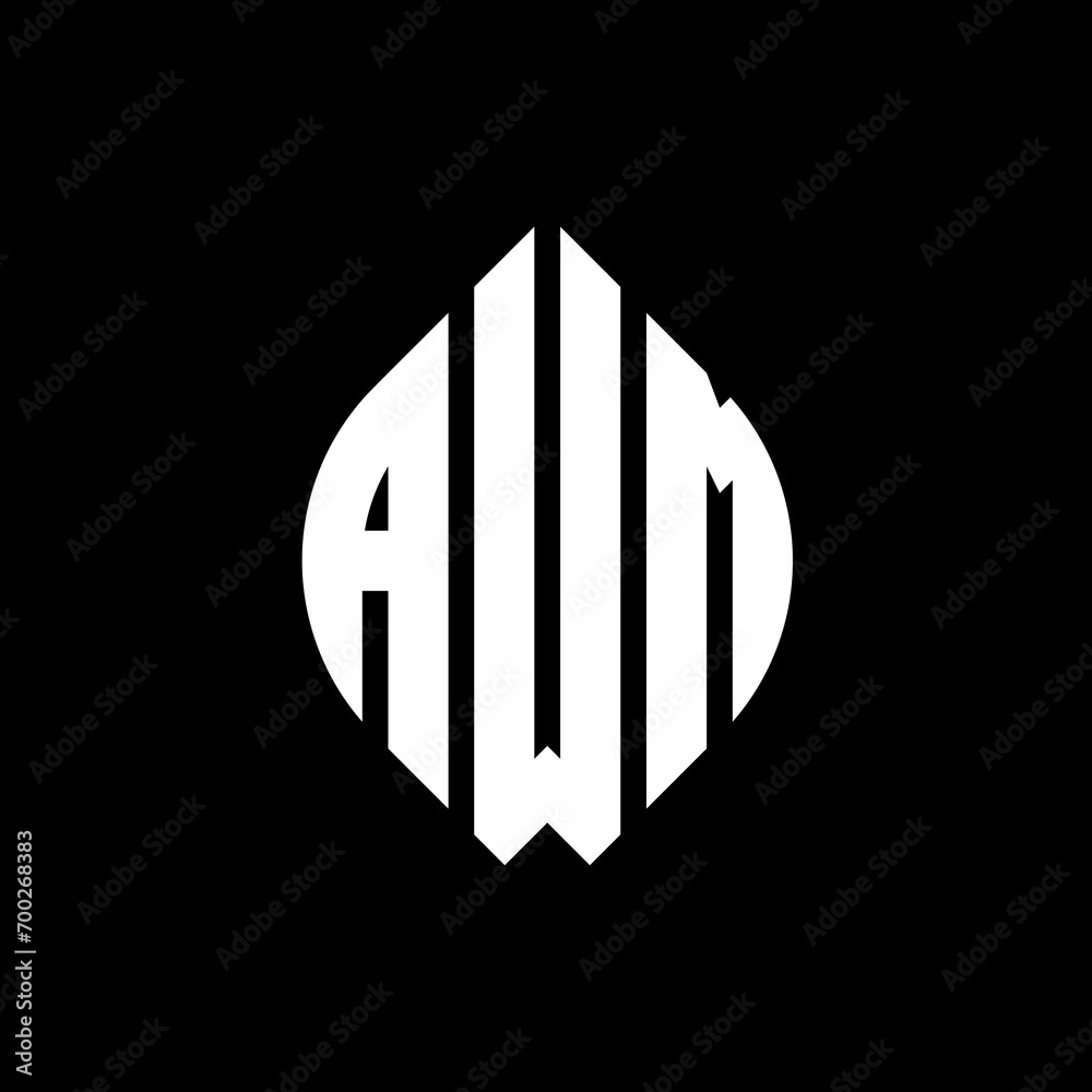 AWM circle letter logo design with circle and ellipse shape. AWM ellipse letters with typographic style. The three initials form a circle logo. AWM Circle Emblem Abstract Monogram Letter Mark Vector. AWM circle letter logo design with circle and ellipse shape. AWM ellipse letters with typographic style. The three initials form a circle logo. AWM Circle Emblem Abstract Monogram Letter Mark Vector.