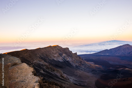 Sunset over a volcano