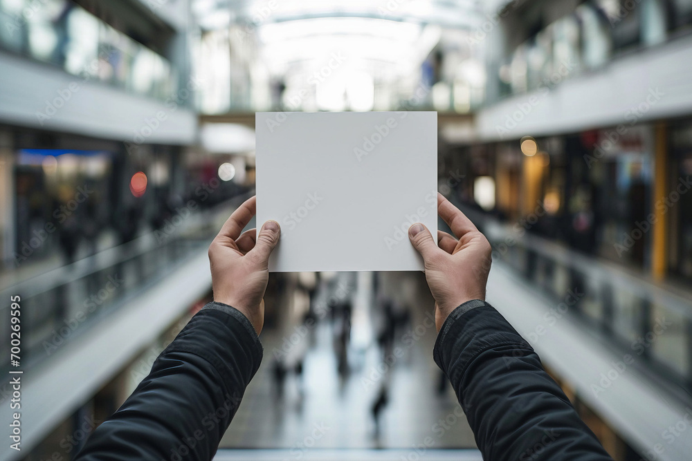man holding a blank card man holding a blank card