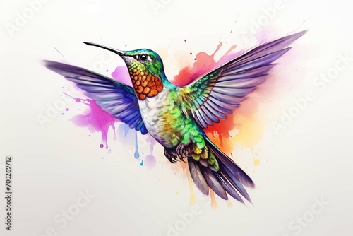 Image of painting hummingbird on white background. Bird. Wildlife Animals.