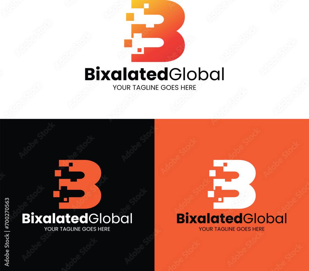 B Letter Logo, B Logo, B Alphabet Logo, Pixelated Logo, Digital Logo, B ...