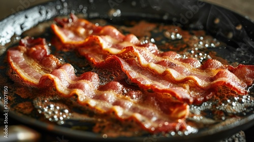 bacon frying in a pan 