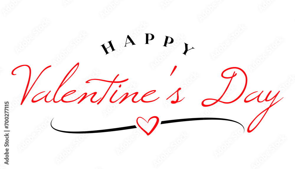 Happy Valentine's day text lettering typography vector illustration.