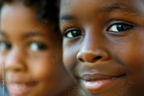 Close Up On Eyes Of Cute Young African Children.