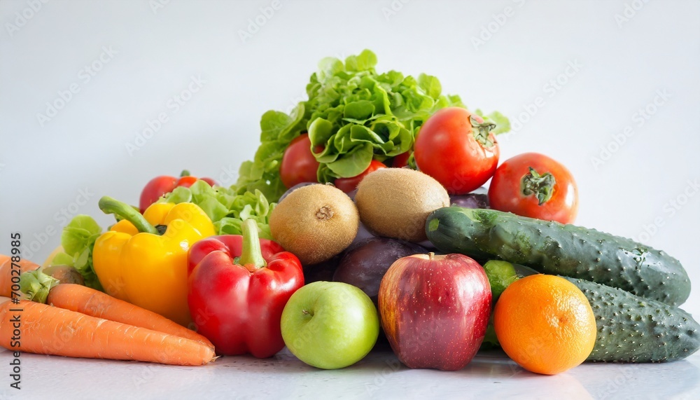 A mountain of healthy fruits and vegetables A mountain of healthy fruits and vegetables