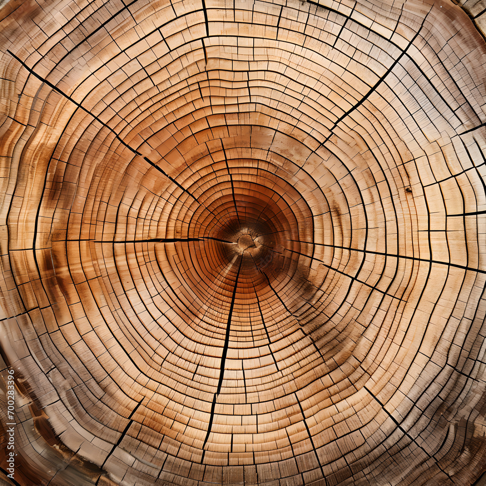 Majestic tree trunk with many tree rings representing its great age