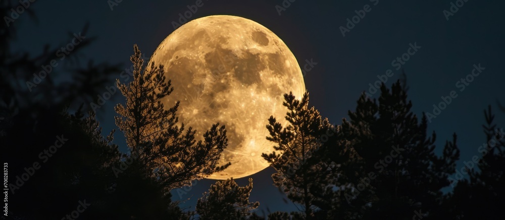 Full moon shining in the sky.