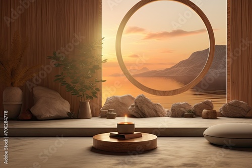 serene meditation space, capturing the essence of mindfulness and self-reflection as a New Year's resolution