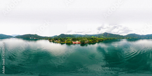 Canvastavla 360 Lakeside Vista: Panoramic Splendor of Santa María del Oro, Nayarit, Mexico