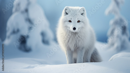 An arctic fox in the snow