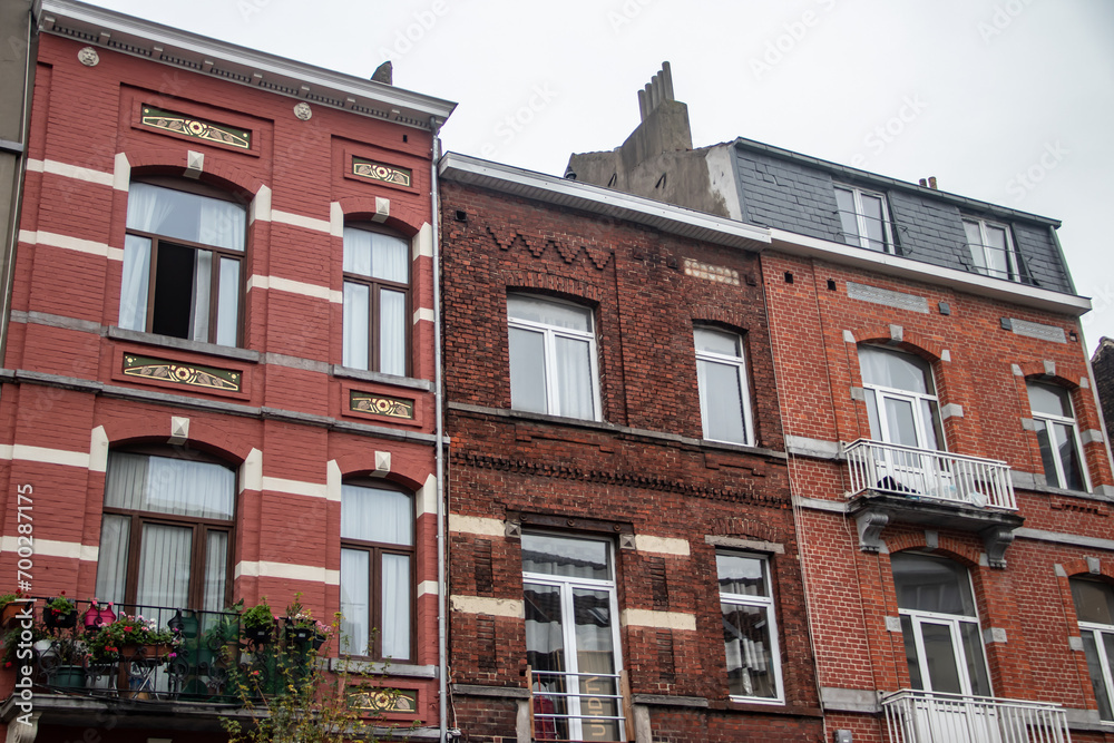 Obraz premium Typical Belgian colorful architecture and Flemish stile of houses and buildings, Belgium, Brussels