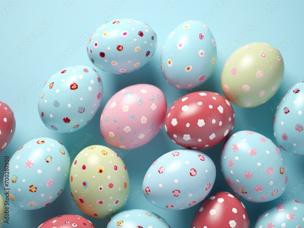 Soft Pastel Easter Eggs with Floral Patterns