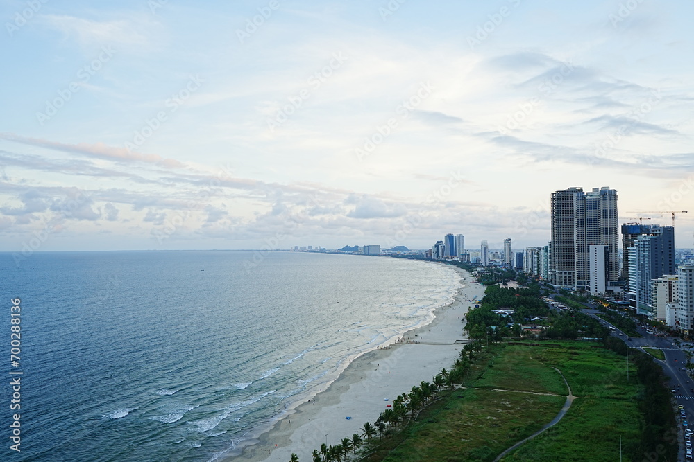 Aerial View, Man Thai Beach in Da Nang, Vietnam - ベトナム ダナン マン タイ ビーチ