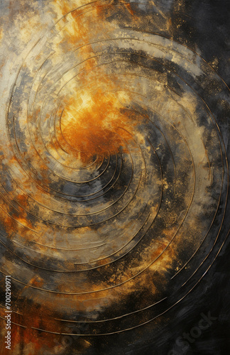 Cosmic Orbs on Rustic Gold Background 