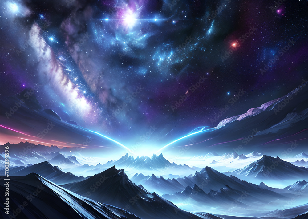 Cosmic dreamlike vision of a multiverse with many stars and planets Generative AI Cosmic dreamlike vision of a multiverse with many stars and planets Generative AI