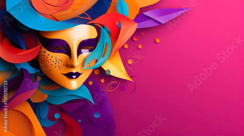 Artistic colorful and minimalist background for Carnival masquerade