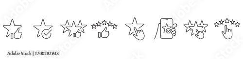 customer best review icon,choice quality rating, feedback value, five stars line symbol on white background ,editable line eps 10 vector illustration