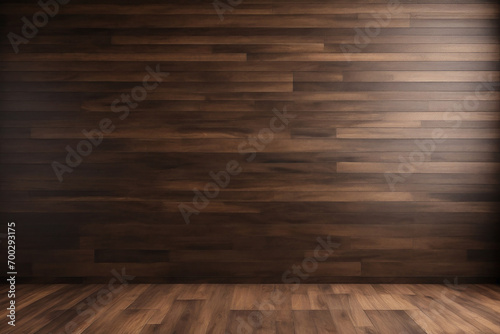 Wooden wall and floor as a background, 3D render.