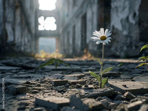 Blühende Hoffnung in städtischer Ruine