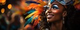 Close-up portrait of beautiful young woman in bright masquerade makeup, with stylish luxury accessories. Traditional carnival