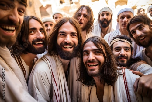 Imagining Jesus smiling with his disciples photo