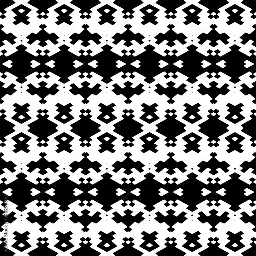 Fototapeta premium Abstract Shapes.Vector Seamless Black and White Pattern.Design element for prints, decoration, cover, textile, digital wallpaper, web background, wrapping paper, clothing, fabric, packaging, cards.