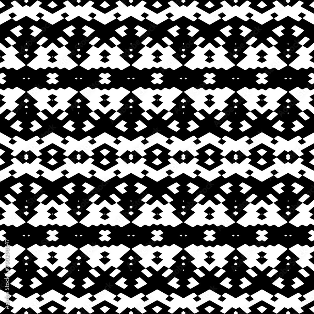 Fototapeta premium Abstract Shapes.Vector Seamless Black and White Pattern.Design element for prints, decoration, cover, textile, digital wallpaper, web background, wrapping paper, clothing, fabric, packaging, cards.