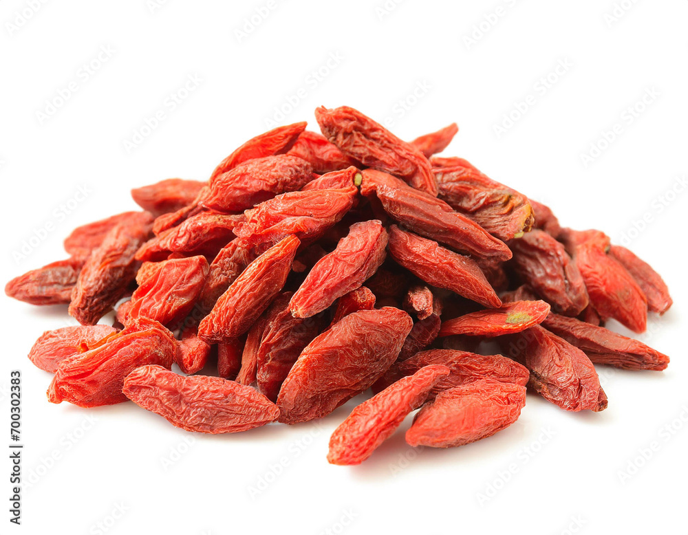 Getrocknete Goji beeren isoliert auf weißem Hintergrund, Freisteller Getrocknete Goji beeren isoliert auf weißem Hintergrund, Freisteller