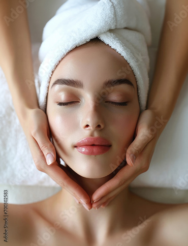 A young girl getting facials, facial massages