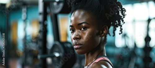 Strong black woman with a resilient mindset training for body goals at the gym