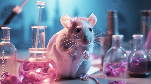 Scientist experiments on lab rats to study tumors and modified substances, including cute ones