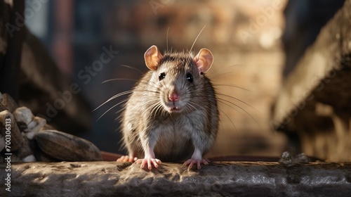 Still Brown Rat on concrete floor