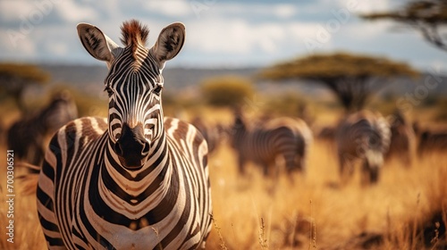 Zebras giraffe Serengeti National Park