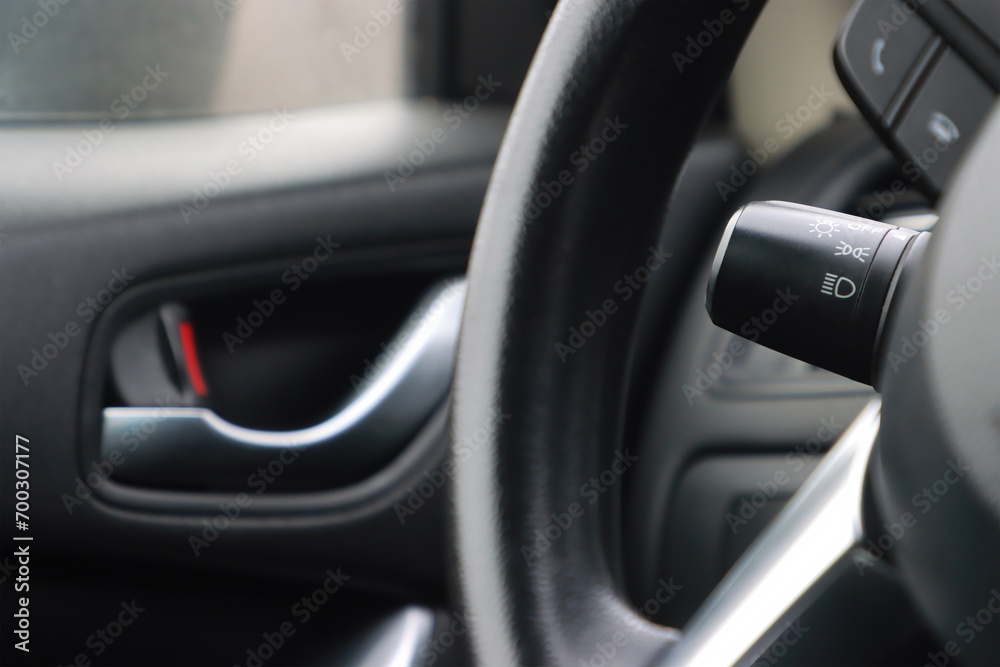 controls for light indicators in a car. Selective focus
