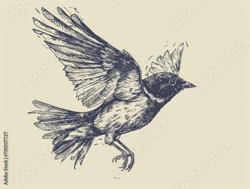 Hand drawn sketch of a sparrow. illustration in vintage style. Generative AI